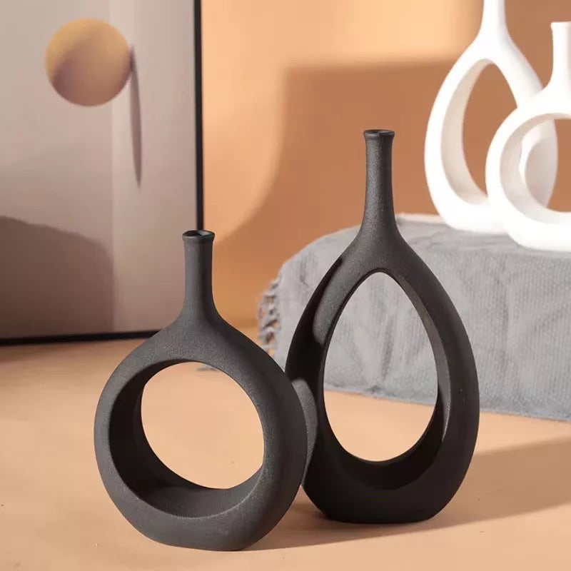 Round Black Statement Vase