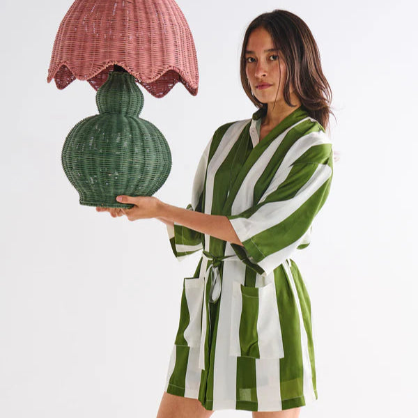 Kip&Co Moss Stripe Satin Robe available at The Honey Emporium