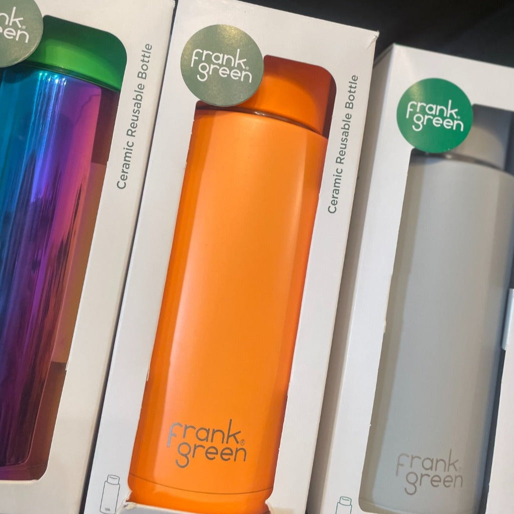 Frank Green Ceramic 1L Reusable Bottle | Straw Lid Neon Orange available at The Honey Emporium
