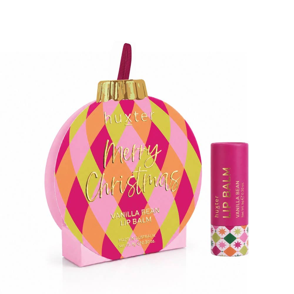 Hanging 9gm Lip Balm Bauble - Diamonds - Soft Pink - XMAS 26 - Vanilla Bean