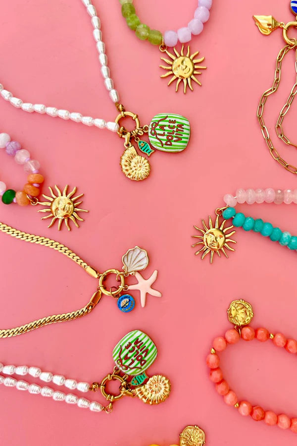 Mosk Melbourne La Dolce Vita Charm Pearl Necklace available at The Honey Emporium