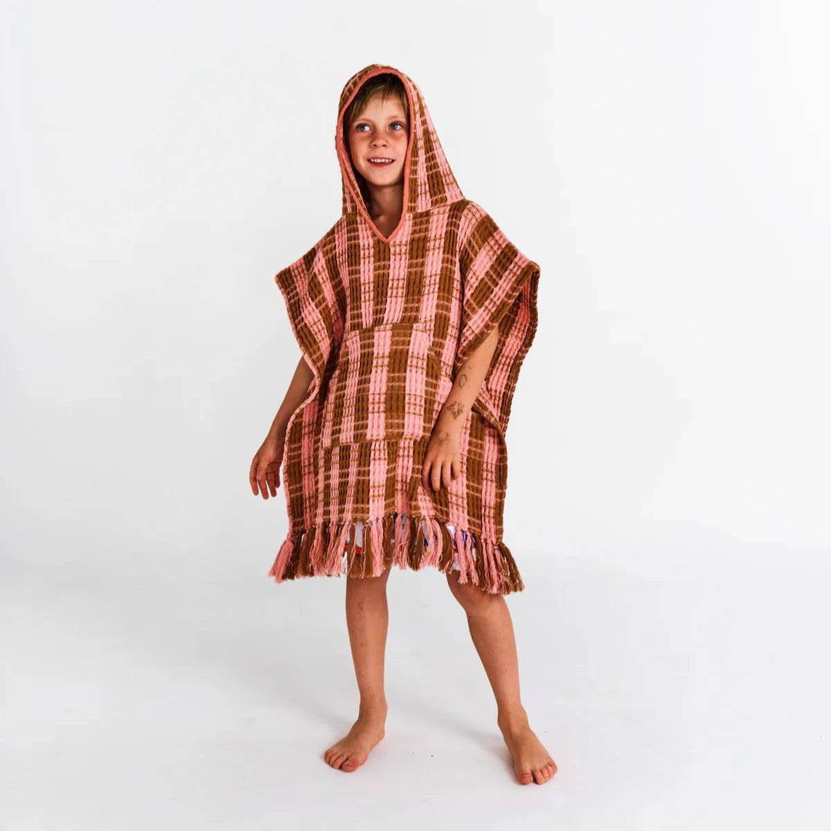 Kip&Co Kids Waffle Poncho | Toasted Marshmallow available at The Honey Emporium