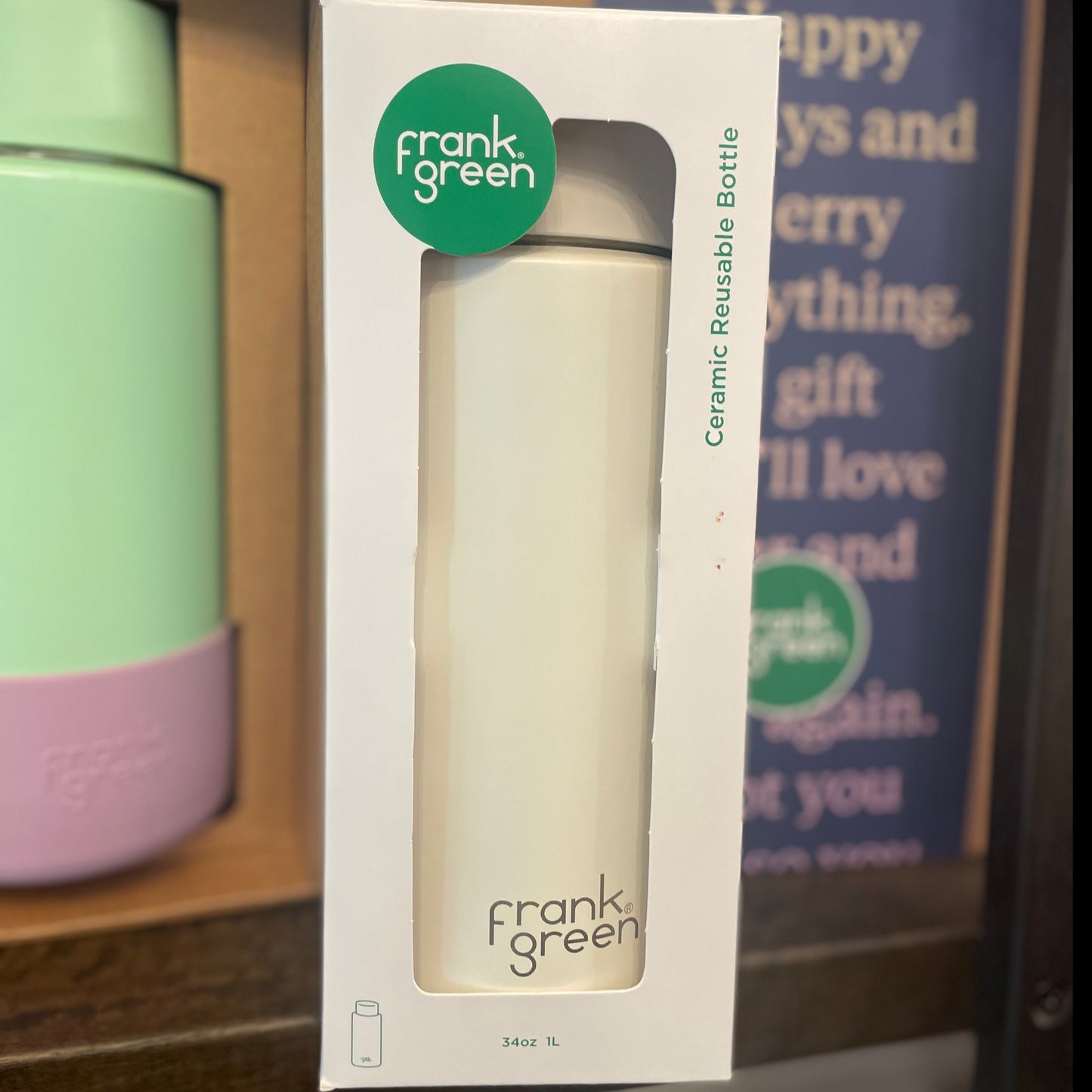 Frank Green Ceramic Reusable Drink Bottle 1L in Cloud available at The Honey Emporium