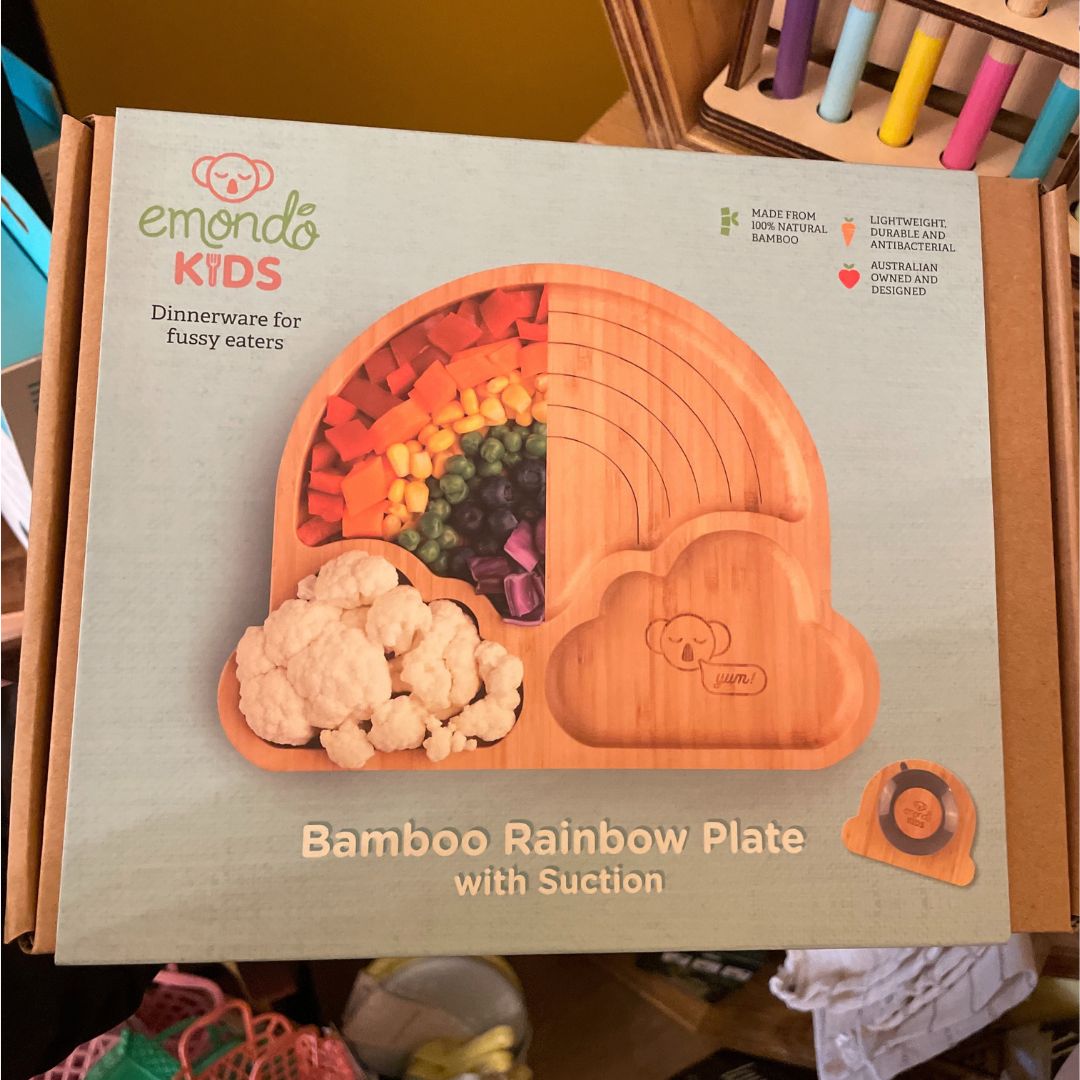 Emondo Kids Bamboo Rainbow Plate with Suction available at The Honey Emporium