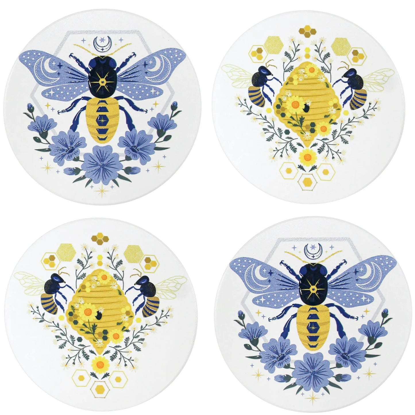 Ceramic Bee Coasters | Set of 4 | available at The Honey Emporium