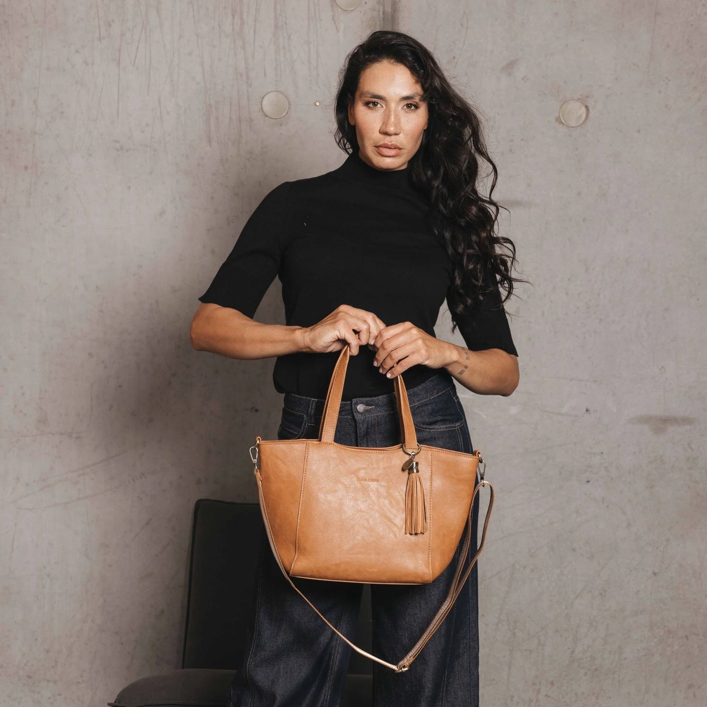 Black Caviar Liana 3 Piece Handbag Set | Tan available at The Honey Emporium