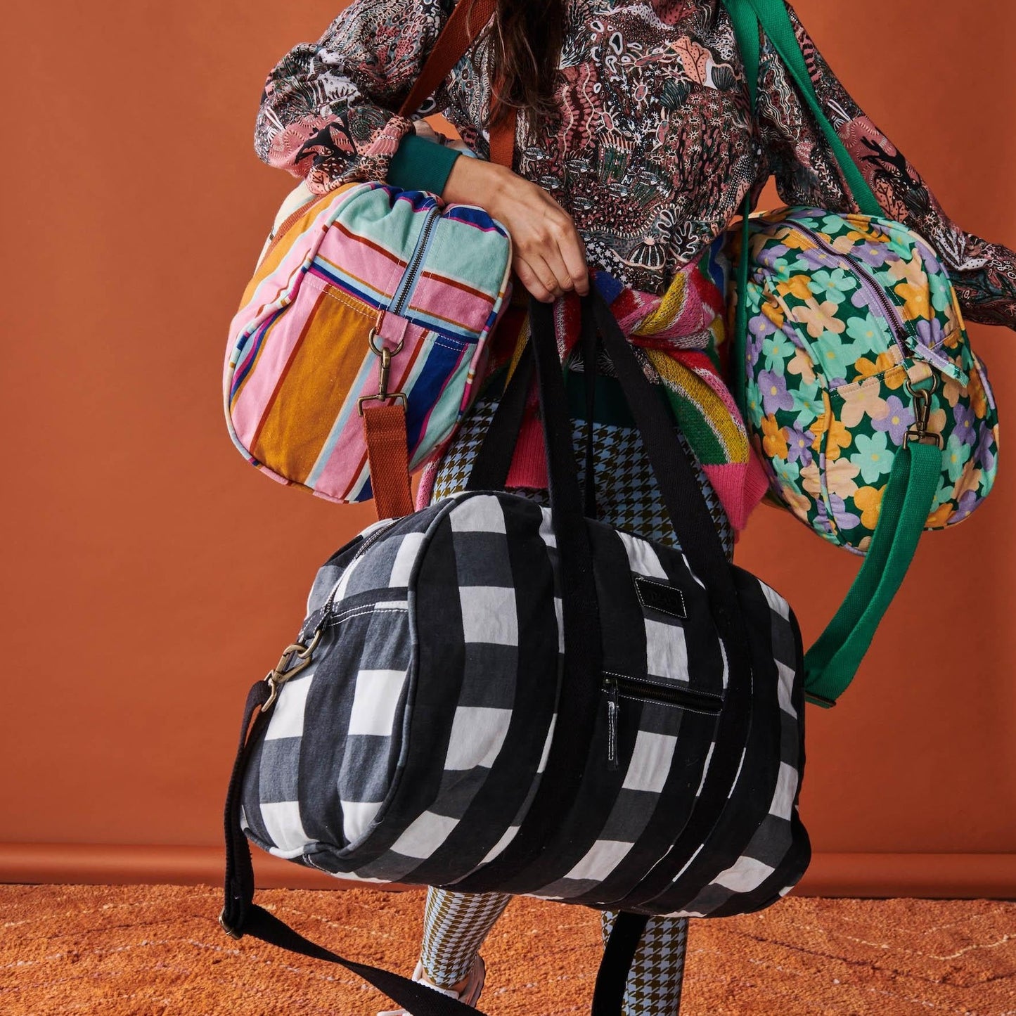Kip&Co Duffle Bag | Black & White Gingham available at The Honey Emporium