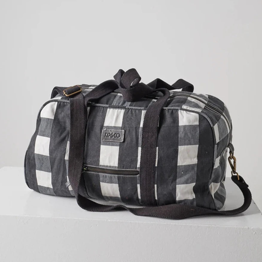 Kip&Co Duffle Bag | Black & White Gingham available at The Honey Emporium