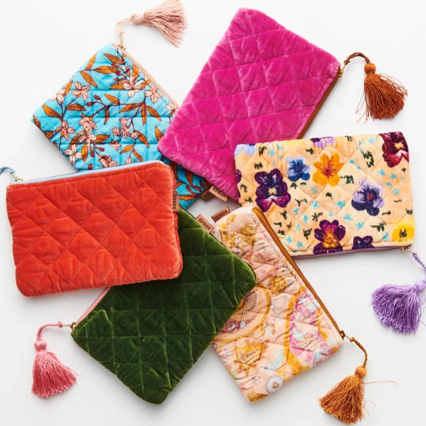 Kip&Co Velvet Cosmetics Purse | Pansy available at The Honey Emporium