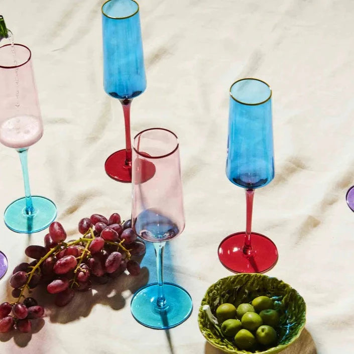 Kip&Co Champagne Glass 2 Piece Set | Sapphire Delight available at The Honey Emporium