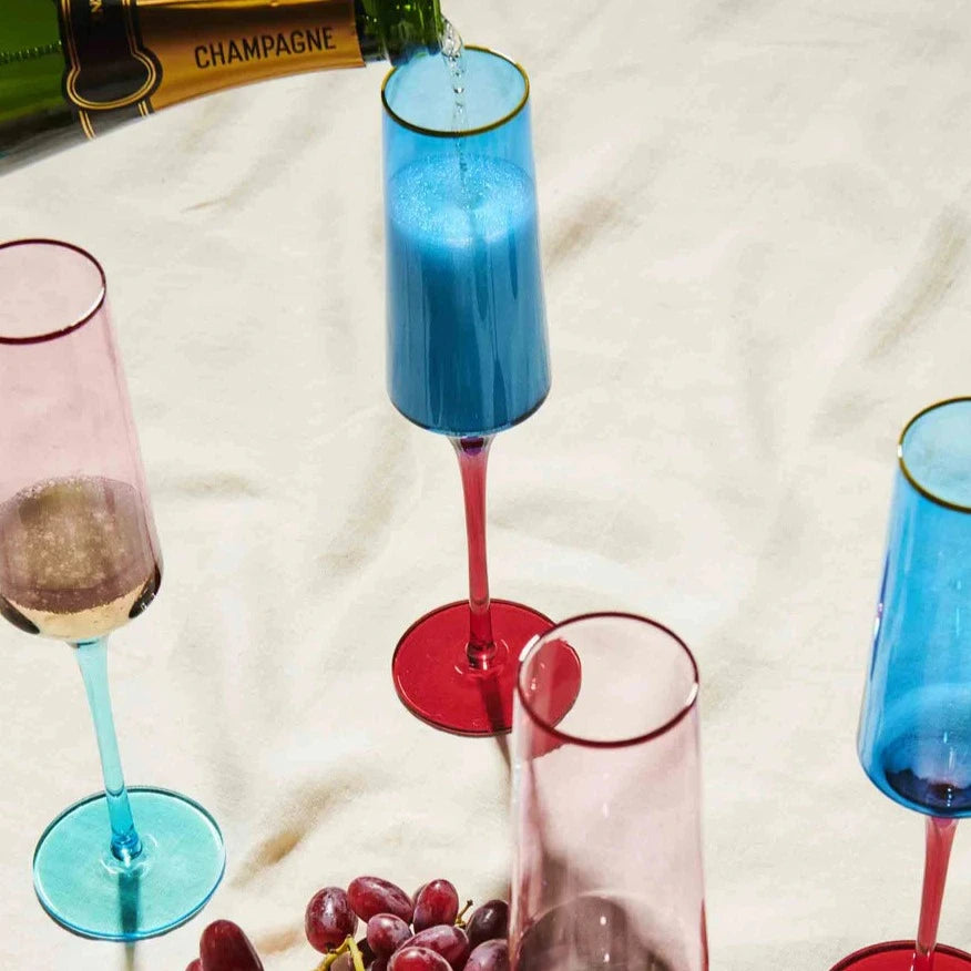Kip&Co Champagne Glass 2 Piece Set | Sapphire Delight available at The Honey Emporium