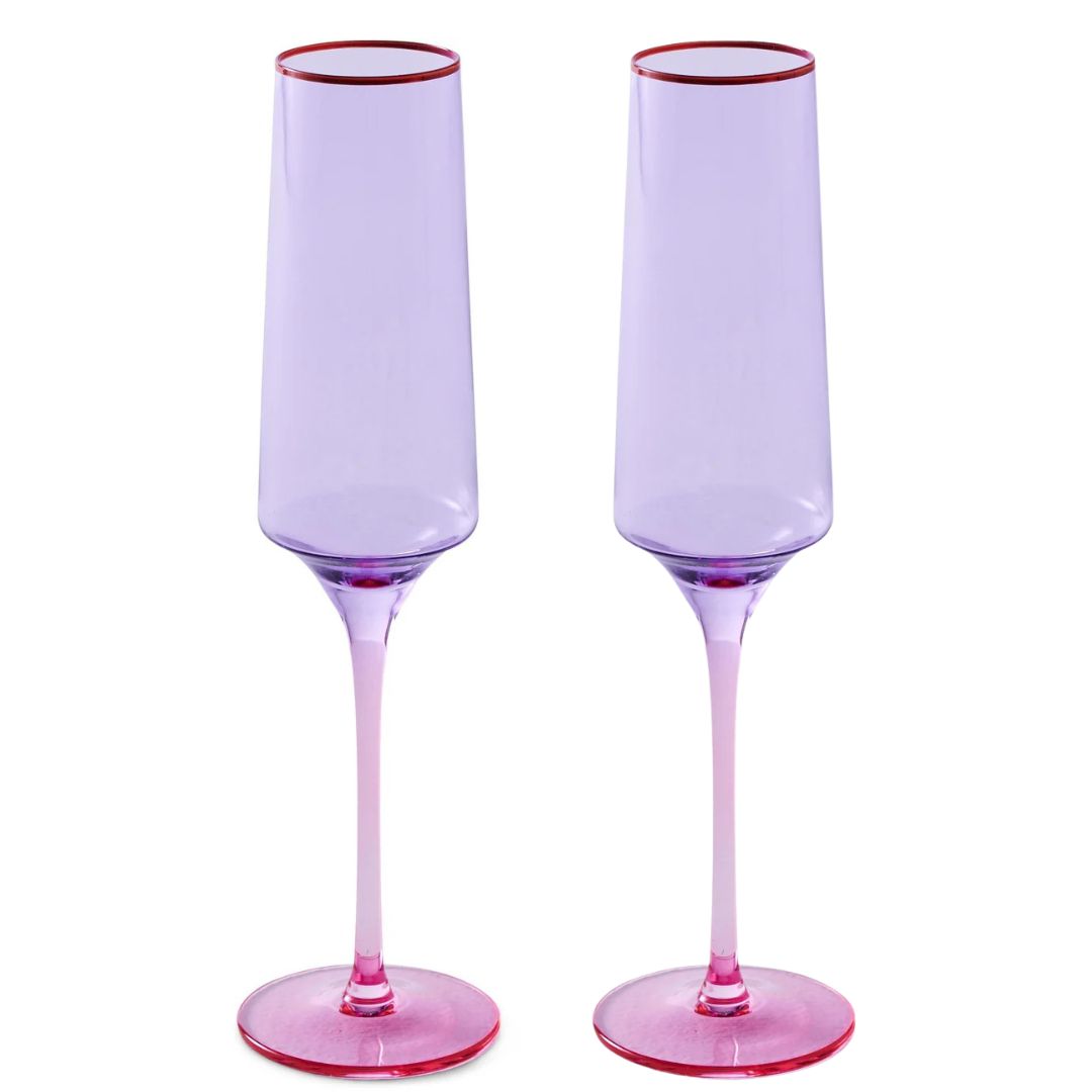Kip&Co Lilac Colour Block Champagne Glasses 2 Piece Set