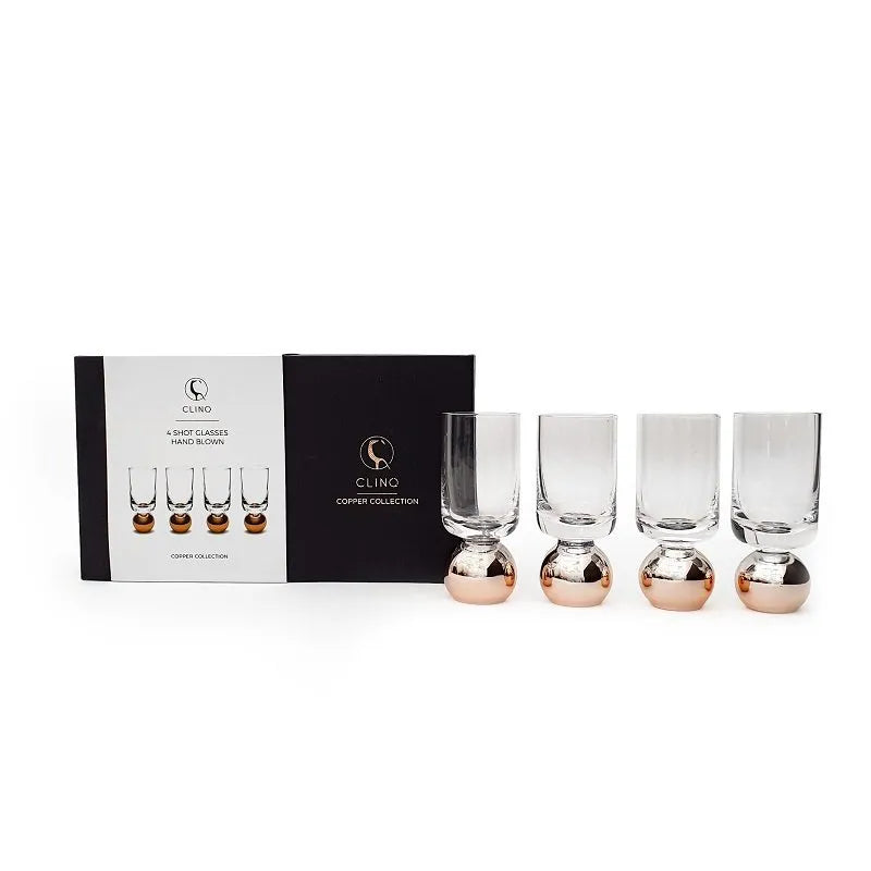 CLINQ shot glasses hand blown set 4 available at The Honey Emporium