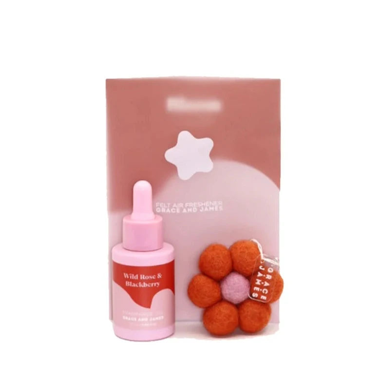Grace & James Felt Air Freshener | Wild Rose & Blackberry available at The Honey Emporium