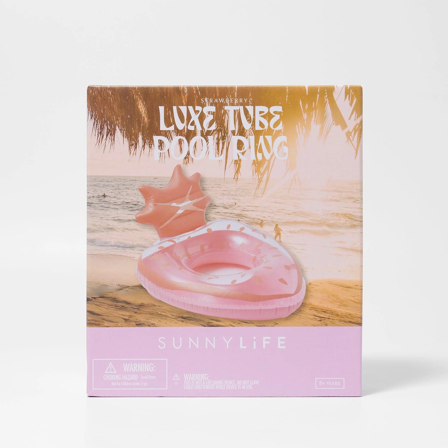 SUNNYLiFE Luxe Tube Pool Ring Strawberry Pink
