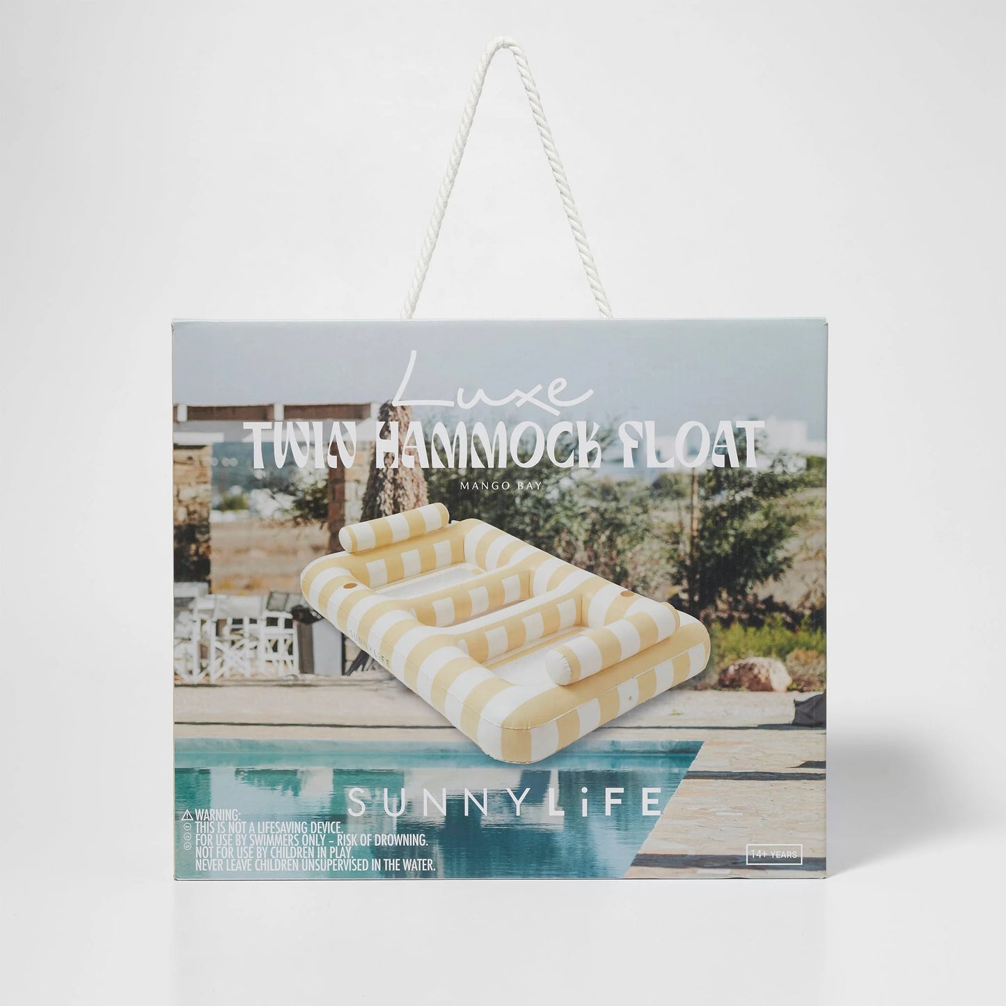 SUNNYLife Luxe Twin Hammock Float Mango Bay Soft Mustard