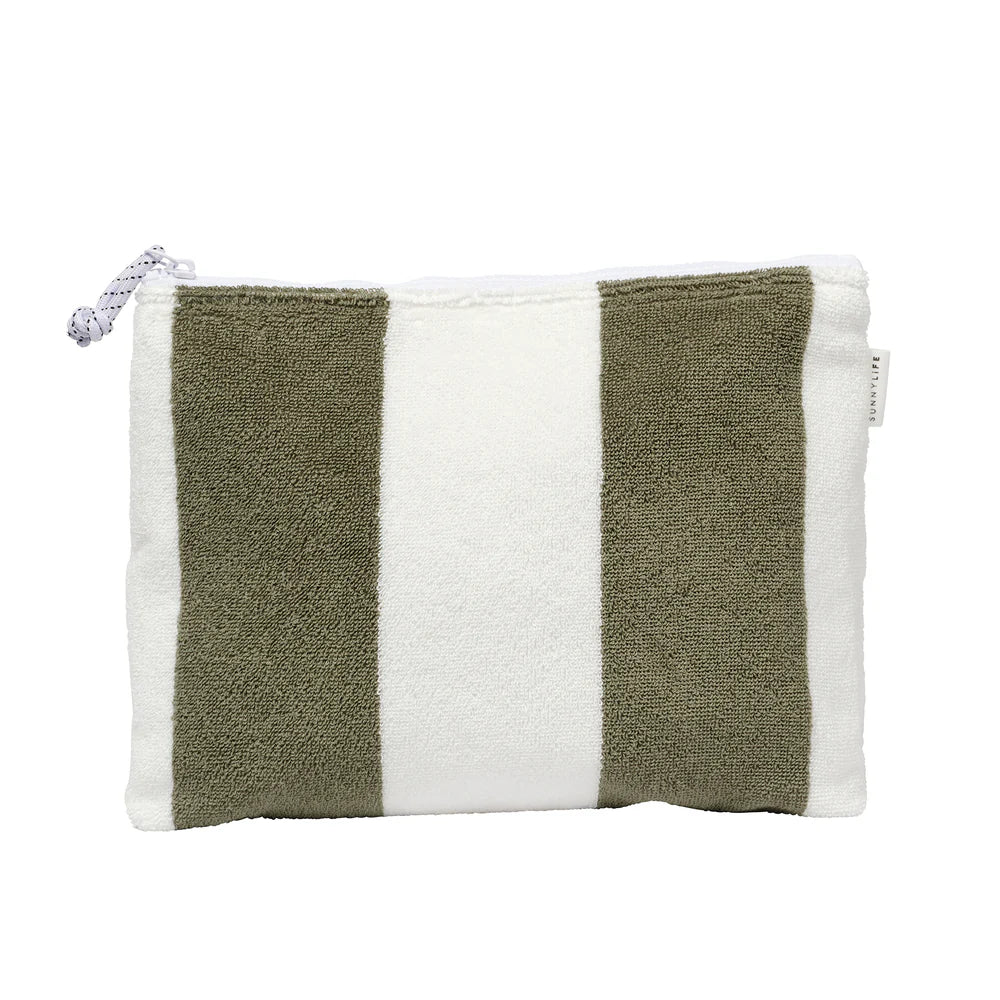 TERRY BEACH POUCH - OLIVE