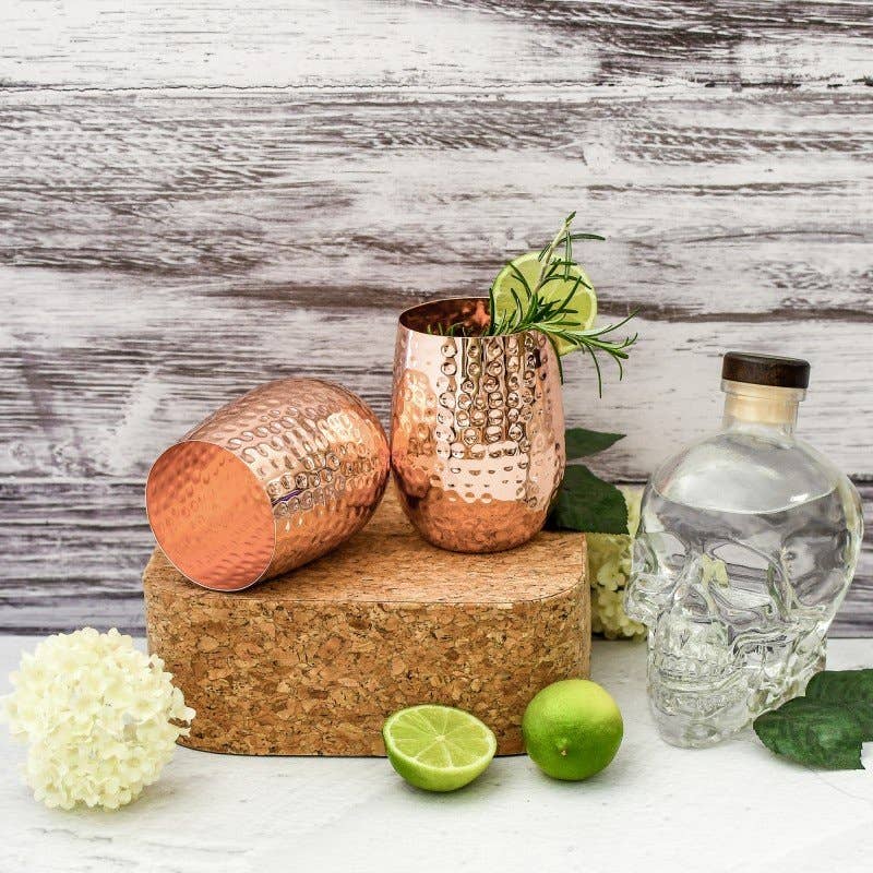 CLINQ | Stemless Hammered Copper Glasses