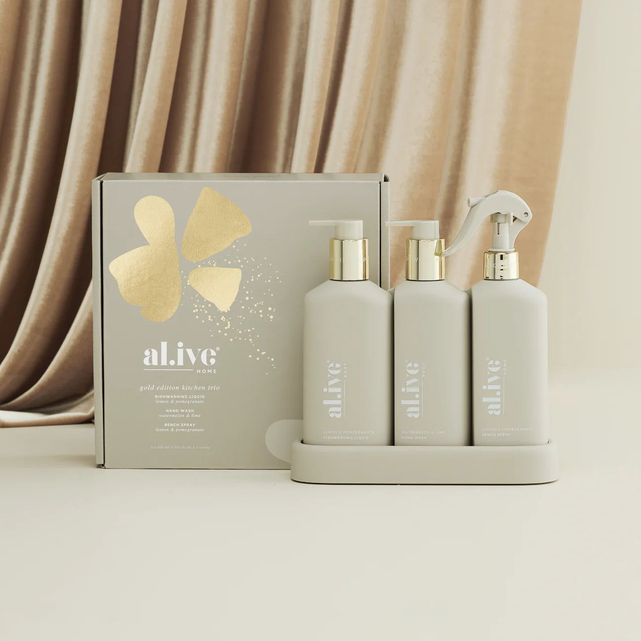 Al.ive Body Gold Edition Kitchen Trio available at The Honey Emporium