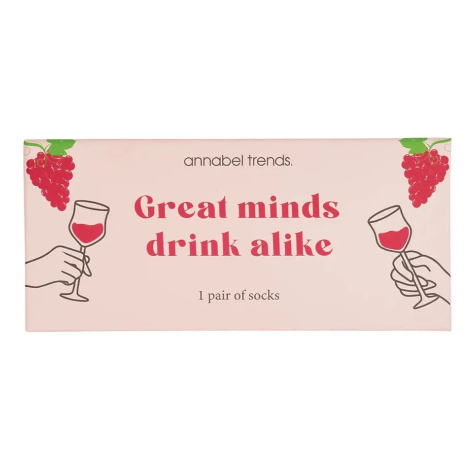 Annabel Trends Great Minds Drink Alike Socks available at The Honey Emporium