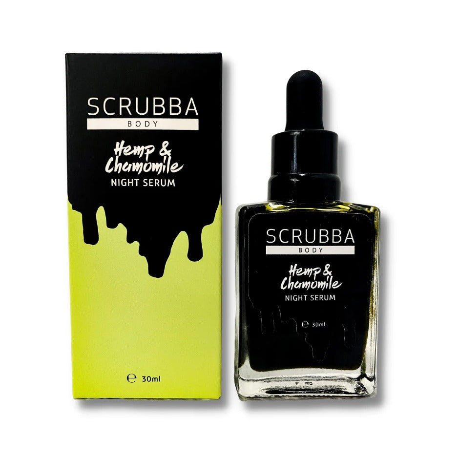 Scrubba Body Night Serum | Hemp and Chamomile available at The Honey Emporium