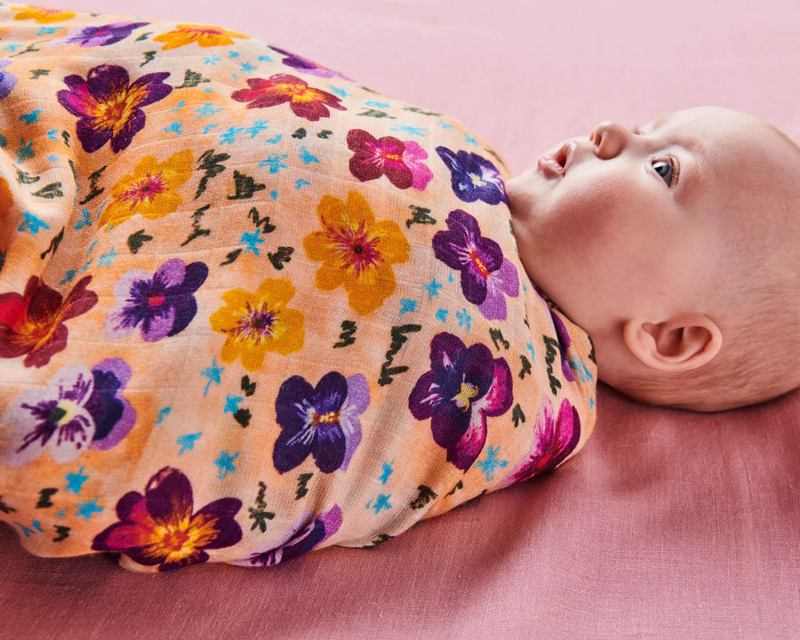 Kip&Co Bamboo Swaddle | Pansy available at The Honey Emporium