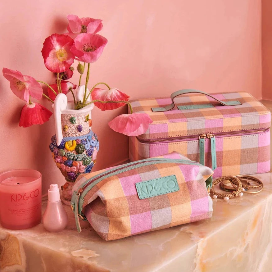 Kip&Co Sherbet Tartan Toiletry Bag available at The Honey Emporium
