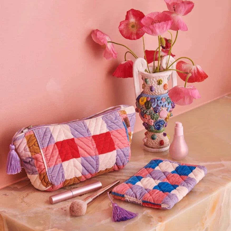 Kip&Co Velvet Toiletry Bag | Summer Check available at The Honey Emporium