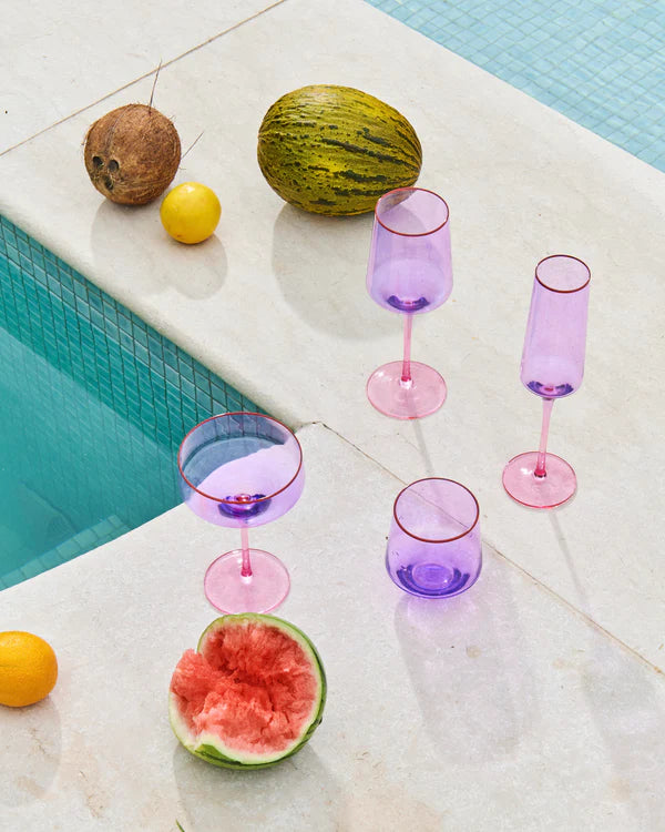 Kip&Co Lilac Colour Block Champagne Glasses available at The Honey Emporium