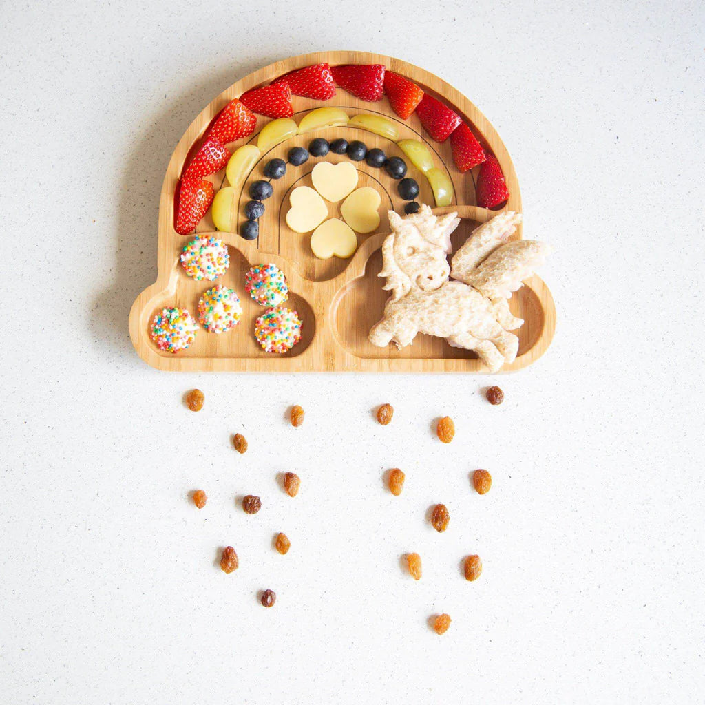 Emondo Kids Bamboo Rainbow Plate with Suction available at The Honey Emporium