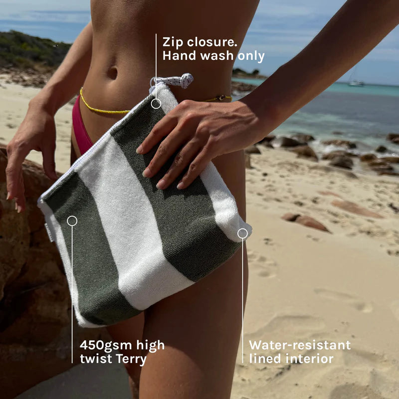 TERRY BEACH POUCH - OLIVE