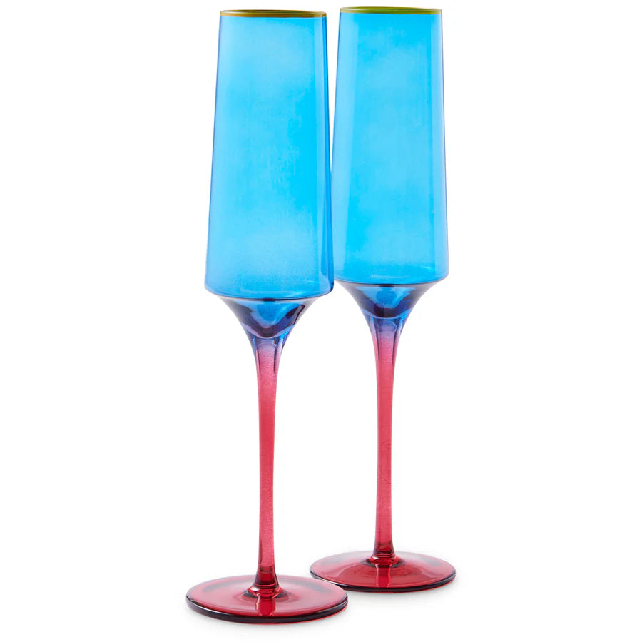Kip&Co Champagne Glass 2 Piece Set | Sapphire Delight available at The Honey Emporium