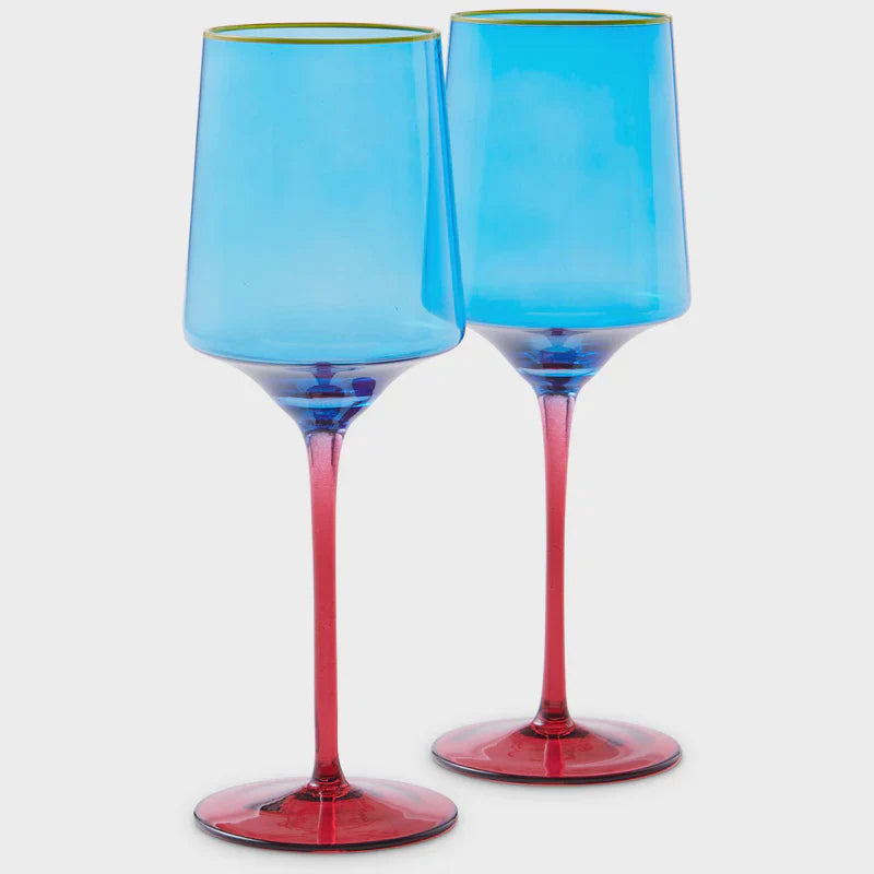 Kip&Co Vino Glass 2 Piece Set | Sapphire Delight available at The Honey Emporium