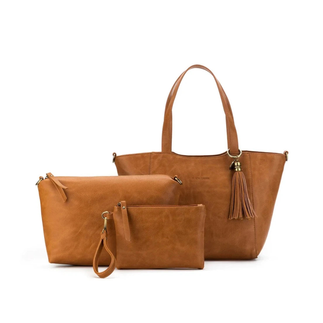 Black Caviar Liana 3 Piece Handbag Set | Tan available at The Honey Emporium