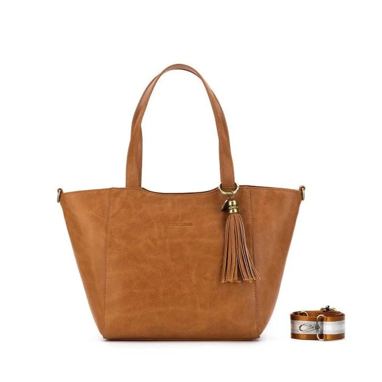 Black Caviar Liana 3 Piece Handbag Set | Tan available at The Honey Emporium