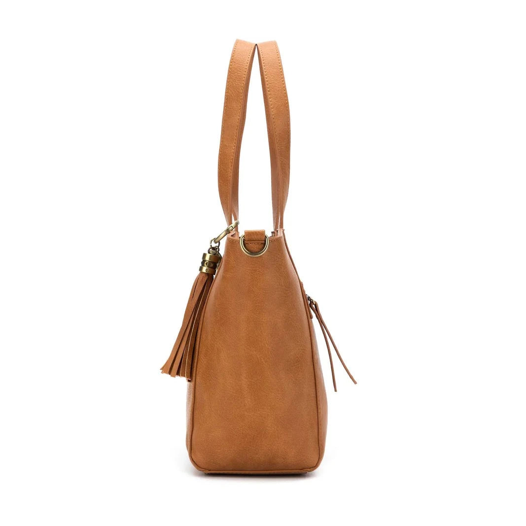Black Caviar Liana 3 Piece Handbag Set | Tan available at The Honey Emporium