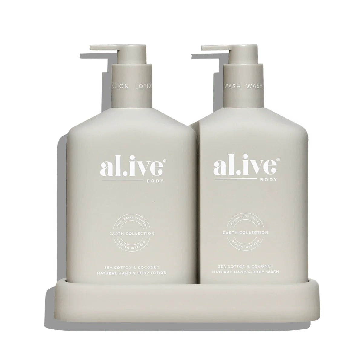 al.ive body Hand & Body Wash & Lotion Duo | Sea Cotton & Coconut available at The Honey Emporium