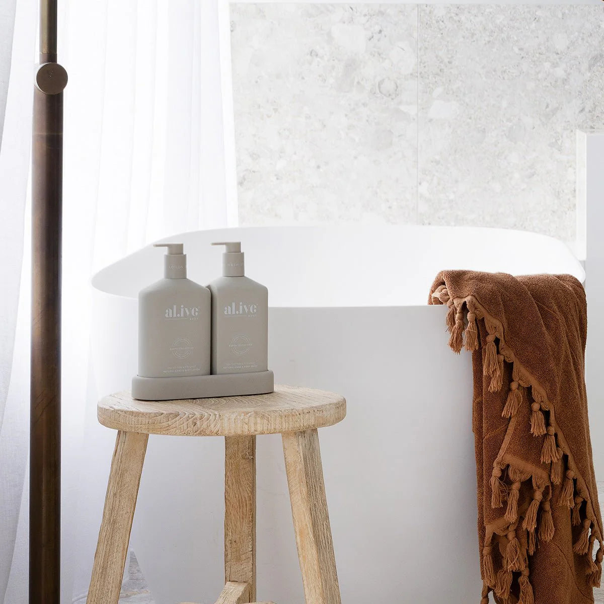 al.ive body Hand & Body Wash & Lotion Duo | Sea Cotton & Coconut available at The Honey Emporium