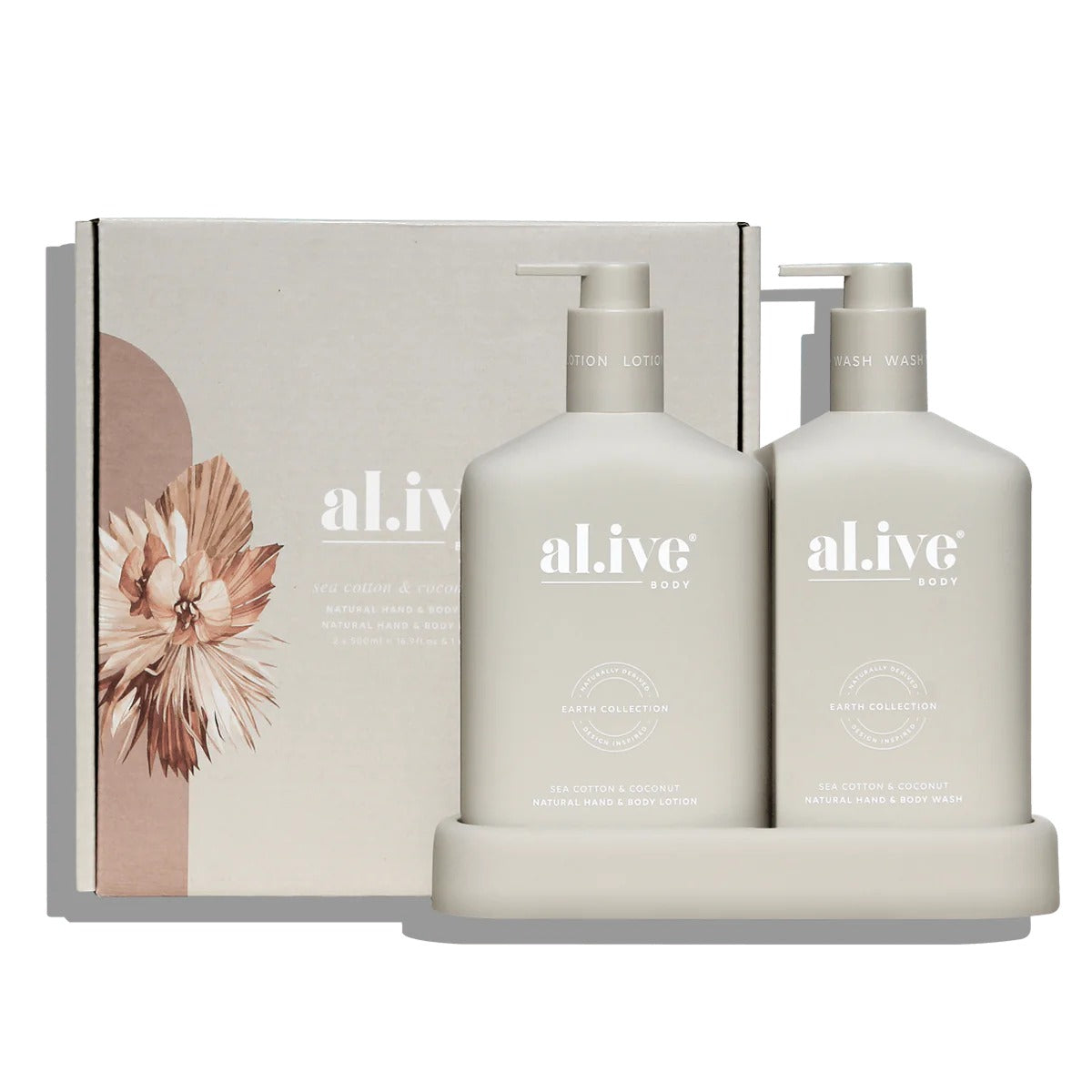 al.ive body Hand & Body Wash & Lotion Duo | Sea Cotton & Coconut available at The Honey Emporium