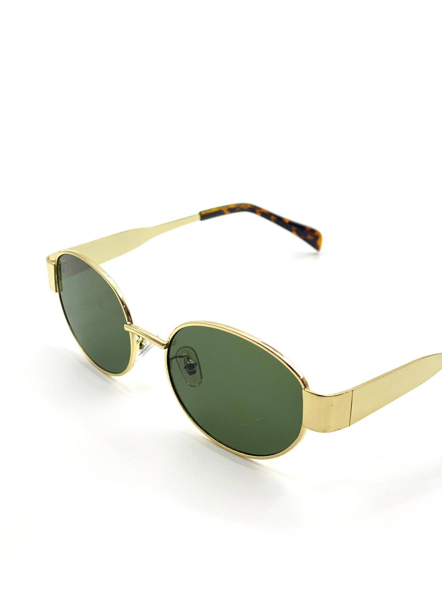 L&S Round Metal Oval Sunglasses in Green