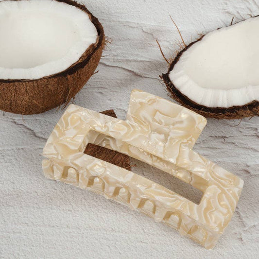 Nakoa the Label Jumbo Elongated Rectangle Claw Clip | Acetate Shortbread available at The Honey Emporium