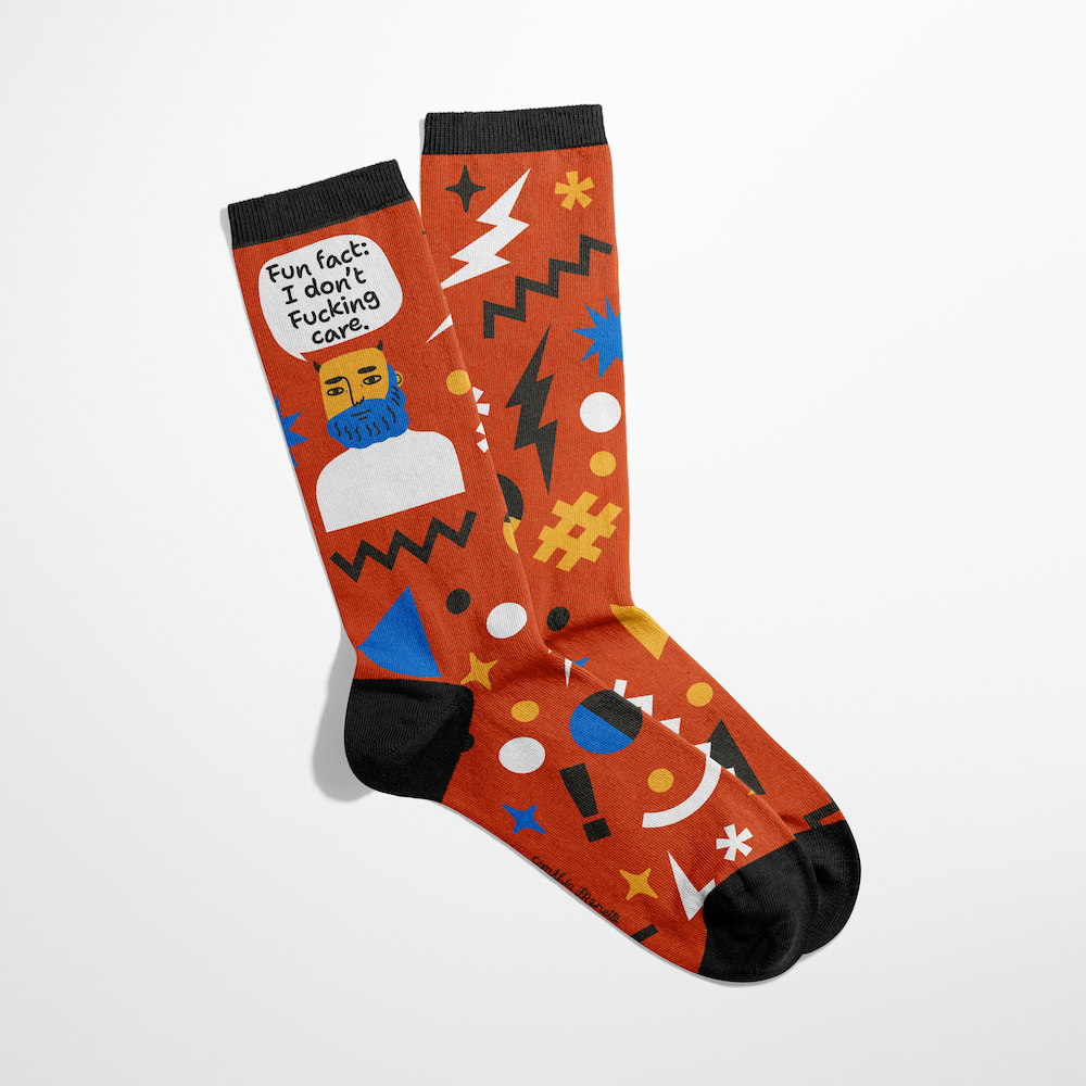 Fun Fact: I Don't Fucking Care Grumpy Bastard Socks