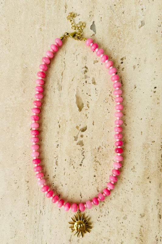 Mosk Melbourne Sunny Pink Gem Necklace available at The Honey Emporium