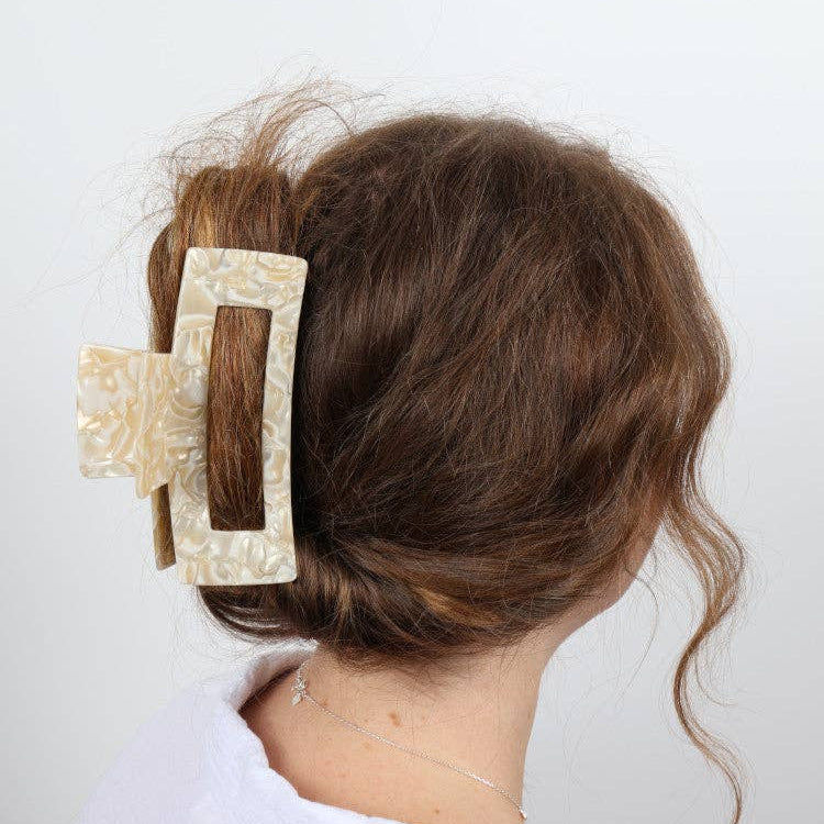 Nakoa the Label Jumbo Elongated Rectangle Claw Clip | Acetate Shortbread available at The Honey Emporium