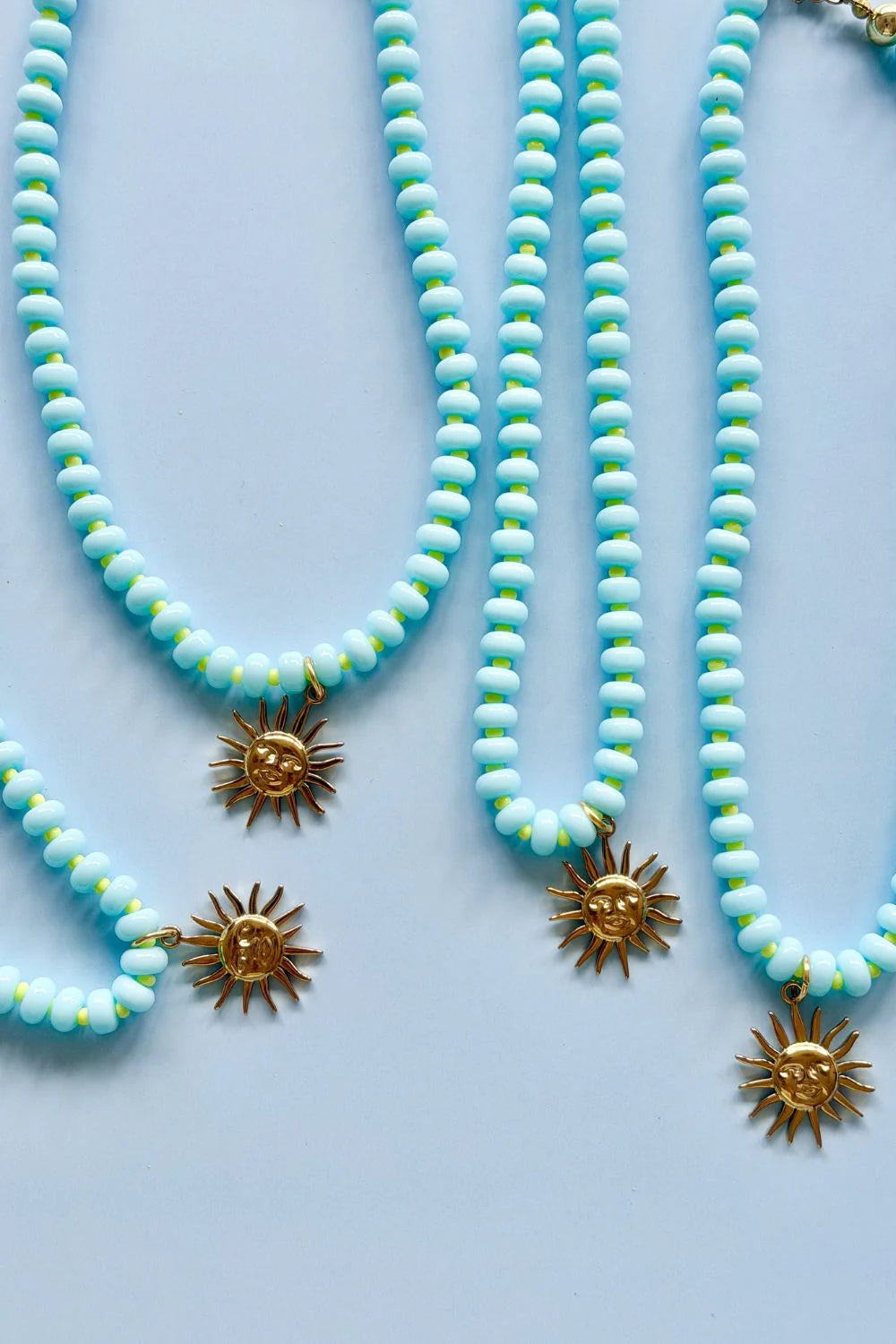 Mosk Melbourne Sky Blue Gem Necklace available at The Honey Emporium