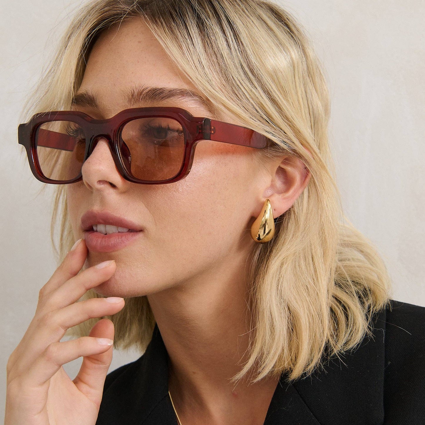 L&S Goutte Angular Sunglasses in Brown