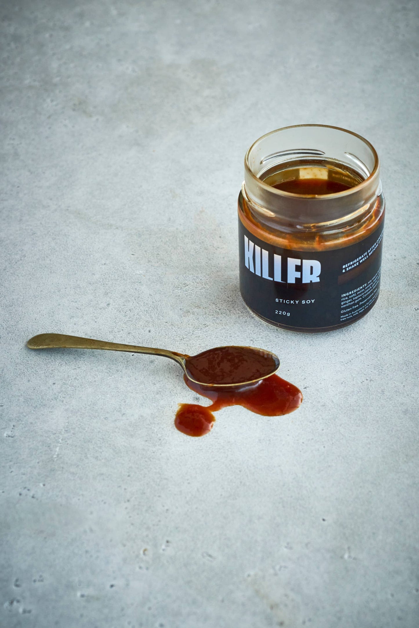 Killer Condiments Sticky Soy 220g available at The Honey Emporium