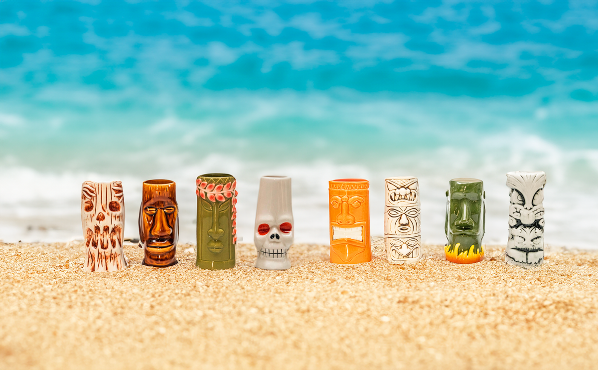 Hard-Carved and Hand-Painted Tiki Mugs - Assorted Set (1pc)