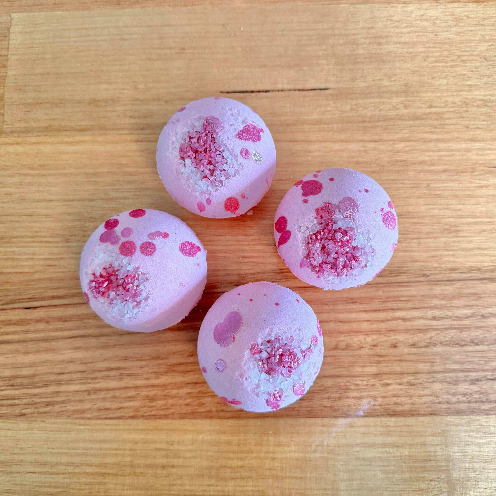 Suave Soaps Handmade Rose Quartz Goat Milk Bath Bomb available at the Honey Emporium