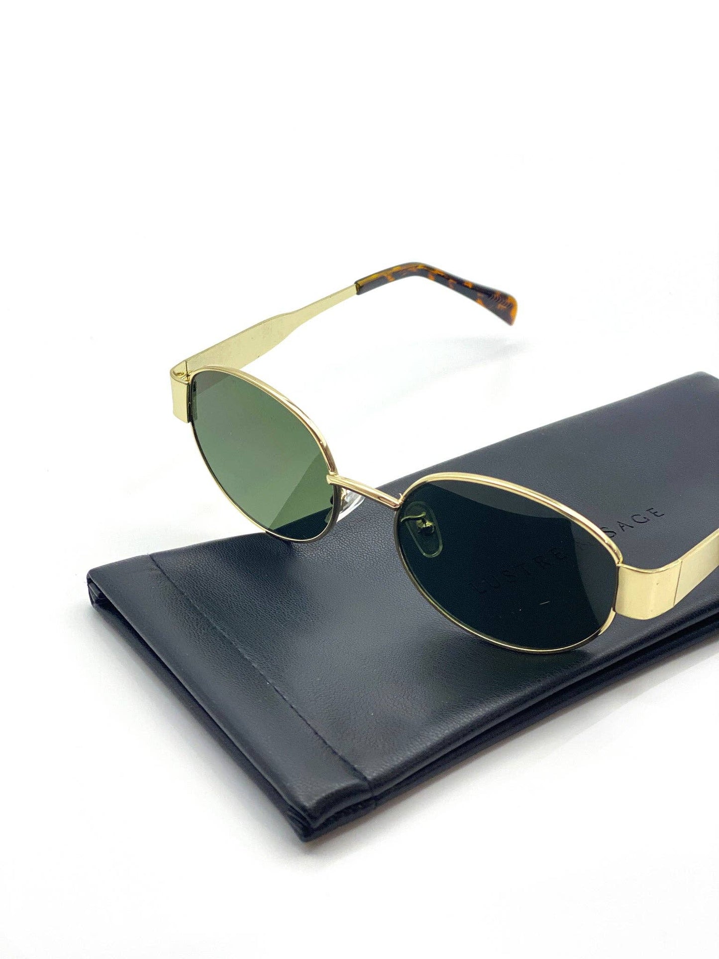 L&S Round Metal Oval Sunglasses in Green